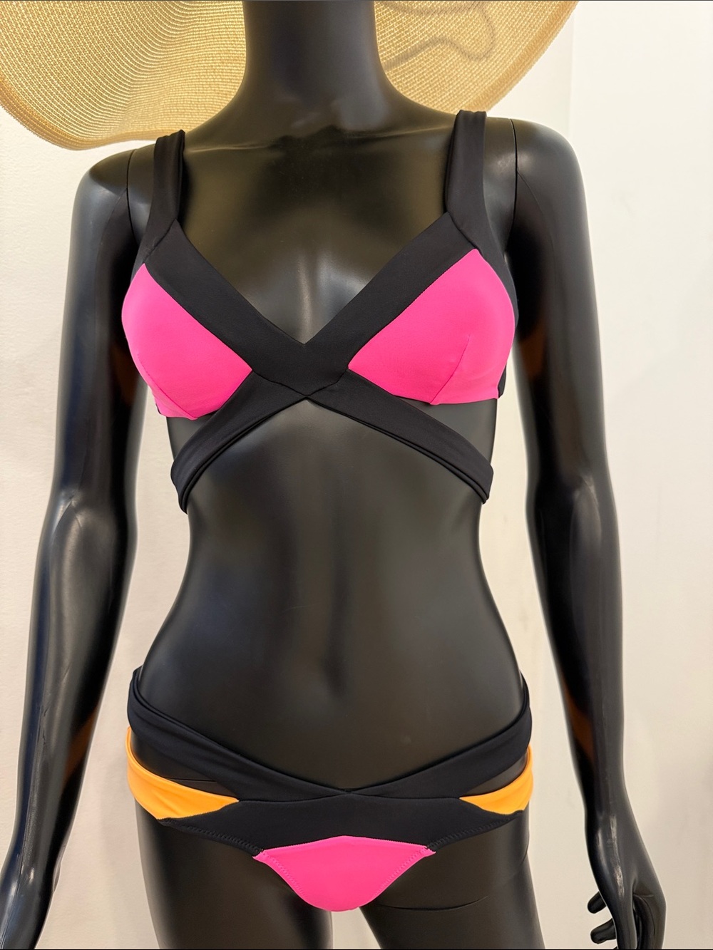 Agent Provocateur Runway Neon Cutout Bikini Set AP 2 Pink Orange Black Rare
